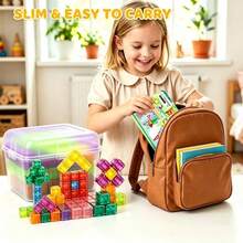28PCS/75PCS 2.0 Rounded Transparent Magnetic Portable Box Magnetic Building Blocks Travel Set, Magnetic Blocks Toddler Toys 3D Magnetic Cube Toys Magnetic Construction Blocks Set Suitable For STEM Construction Magnetic Toys For 3+ Children Boys Girls (Random Color) - Multicolor - View 4