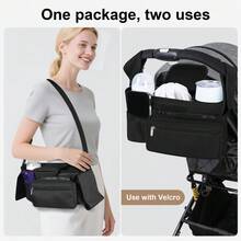 Tas Penyimpanan Serbaguna untuk Kereta Dorong Bayi dengan Tempat Gelas Terisolasi, Kantong Ponsel yang Dapat Dilepas, dan Tali Bahu, Cocok untuk Kereta Dorong Bayi, Payung, dan Kereta Dorong Hewan Peliharaan - MultiWarna - View 5