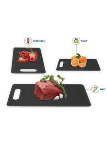1pc Faux Marble Plastic Cutting Board, Double-Sided Kitchen Chopping Board For Fruit, Vegetable And Baby Food - Black - View 7