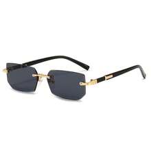1PC Frameless Square Women's Fashion Glasses Summer Outdoor Vacation Beach Accessories Ins Retro Frameless Metal Glasses - Black - View 6