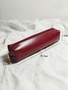Texture Leather Pencil Case, Simple And High-End Zipper Pencil Case, Large Capacity Student Stationery Storage Bag, Essential For Returning To School - Multicolor - View 12
