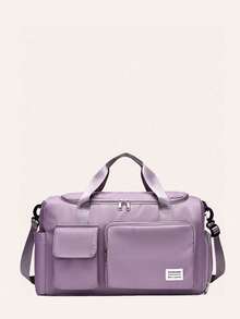 Bolso de tela plegable de nailon resistente con compartimento separado para zapatos, adecuado para guardar ropa deportiva, equipo de yoga, artículos de viaje, útiles escolares - Púrpura malva - Ver 3
