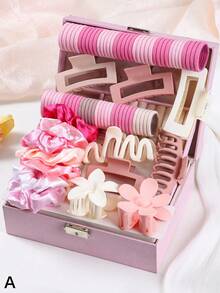 727pcs/Set Ligas Elásticas para el Cabello Estilo Princesa Lindas, Ligas Duraderas & No Dañinas para el Cabello - Multicolor 2 - Ver 12