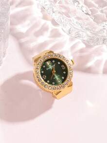 New BLINGBLING Fashion Ring Watch, Minimalist Unique Square Design With Rhinestones, Hot Style, Stackable, Niche Designer Piece, Suitable For Daily Wear, Dating, Party, Birthday Gift - one-size - View 9