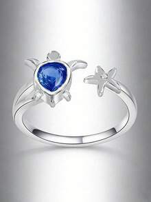 1pc European And American Fashion Elegant Ocean Series Sea Turtle Open Ring, Suitable For Summer Beach Vacation - Multicolor - View 10