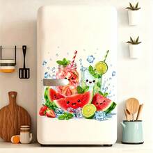 1 buah, 30*30cm, Stiker Dekoratif Kulkas Minuman Es Semangka Musim Panas, Es Batu Buah yang Terciprat Air, Perekat Mandiri, Cocok untuk Dekorasi Pintu Kulkas - 1 buah - View 4