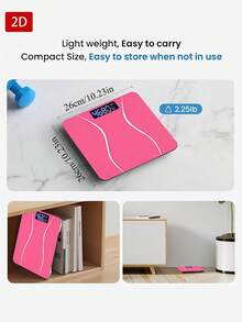 Body Weight Scale, Digital Bathroom Scale, Body Weight Scale, Pink, Max Capacity: 400 Lbs/180 Kg, Back To School - A - View 5