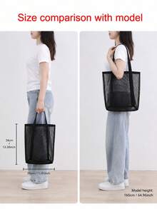 1pc Large Capacity Mesh Beach Tote Bag, Multifunctional Shopping Bag, Beach Bag, Suitable For Travel, Beach, Vacation And Camping - Multicolor - View 3