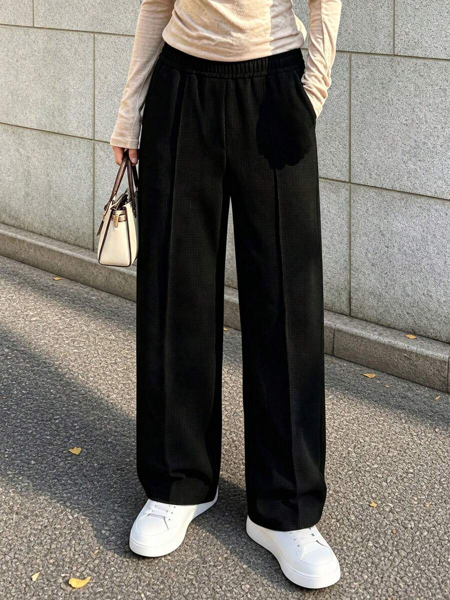 1pc Women's Loose Casual Versatile Straight Leg Outdoor Pants - Black - View 1