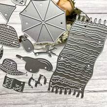 1 Set DIY Summer Beach Theme Metal Cutting Dies, Suitable For Paper Card Embossing And Cutting Design, Handmade Greeting Card Making Dies - Silver - View 3