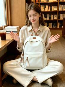 1pc Floral Pattern Backpack, Large Capacity Student School Bag With Laptop Compartment, Adjustable Shoulder Straps, Casual Lightweight Travel Backpack, Perfect For Girls/Teens/Students/Graduates, Suitable For Daily Use, Outings, Travel, School And Back To School Season - 2348 - View 7