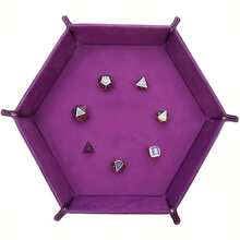 1 pieza Bandeja de almacenamiento plegable de cuero PU y terciopelo, bandeja hexagonal para dados, caja de almacenamiento para dados, organizador de juegos de dados de escritorio regular, juego de fiesta del Día de San Valentín, rodillo de dados para juego de fiesta del Día de San Valentín, fiesta de invierno, fiesta de primavera, fiesta interior - Multicolor - Ver 6