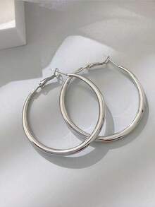 1 Pair Fashion Minimalist S925 Sterling Silver Twisted Geometric Earrings, Luxury Sexy Style, Suitable For Women's Daily Wear - Silver Plain Ring - View 1