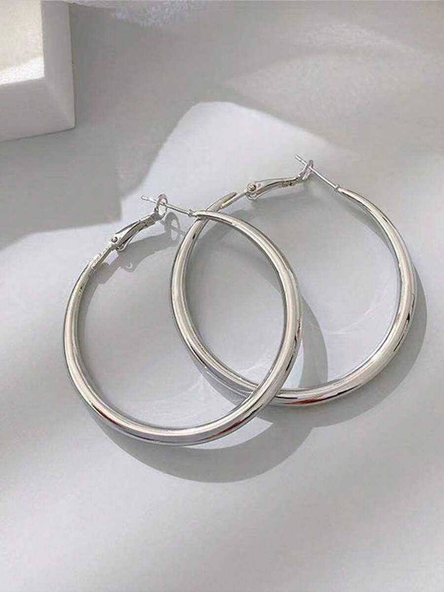 1 Pair Fashion Minimalist S925 Sterling Silver Twisted Geometric Earrings, Luxury Sexy Style, Suitable For Women's Daily Wear - Silver Plain Ring - View 1