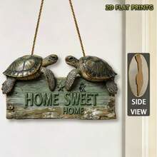 2D Flat 1pc Wooden Turtle Sign, Vintage Fresh Wall Decor, Valentine's Day Gift, Kitchen Bedroom Hanging Or Standing, Moisture-Proof And Durable - Olive Green - View 7
