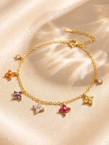 1pc Pure Silver Flower Bracelet, Luxury Women's Daily Wear Jewelry, Elegant And Versatile, Perfect For Valentine's Day, Birthday Party And Everyday Wear - Flower Bracelet - View 2