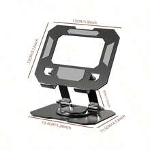 Soporte de metal para tableta de escritorio, soporte giratorio y plegable para transmisión en vivo, soporte para tableta con disipación de calor para personas con mala postura al aprender y ver - Negro mate - Ver 6