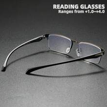 Rivsar Classic Business Minimalist Reading Glasses, New Square Half-Frame Stainless Steel Super Lightweight Reading Glasses, High-Definition Eye Protection, Long-Term Wear Without Dizziness, Suitable For Reading/Sewing/Business/Office/Elegant/Daily Wear, Lightweight Square Hinged Frame, Suitable For Sports Anti-Slip, Computer Comfortable Reading, Anti-Eye Fatigue Reading Glasses, Convenient Carrying Design Fits All Face Shapes, Luxury Brand Designer Glasses, Holiday Gifts, Gifts For Parents, Halloween, Valentine's Day, Christmas, Reading Glasses, Women's Reading Glasses - 透明色 - 查看 4