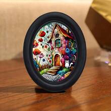 1pc 3D Vintage Gothic Black Oval Picture Frame With Hook, Halloween, Thanksgiving And Other Holiday Decoration, Exquisite Wall Decor Art, Office Decoration - 14 - View 2