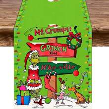 The Grinch 1 buah Taplak Meja Natal Ukuran 13x72 Inci, Dekorasi Liburan Musim Dingin Natal, Cocok untuk Dekorasi Meja Dapur dan Ruang Makan di Rumah - MultiWarna - View 11
