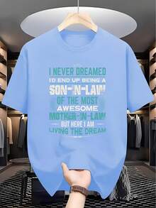 2025 Summer New Style Fashionable And Simple Son-In-Law Gift Present Idea Letter Print Soft Crew Neck T-Shirt - White - View 11