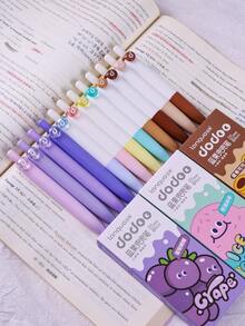 4pcs Cute Portable Retractable Gel Pens, Quick-Drying Black Ink, 0.5mm CS Tip, Stylish Design, Smooth Writing, Ideal For Back To , First Day Of School - Multicolor - View 6