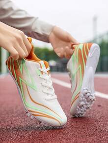 High Elasticity Cushioned Professional Track And Field Athletic Shoes, Wear-Resistant, Snug Fit, For Sprinting, Hurdling, Daily Training - 2688 White Orange - View 7