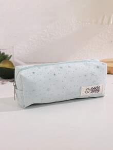 Polka Dot Cute Star Canvas Pencil Case, Simple Fresh Stationery Bag, Zipper Large Capacity Storage Bag, Pencil Box, Perfect For Back To School Stationery Supplies Organization And Storage - Single Piece - View 13