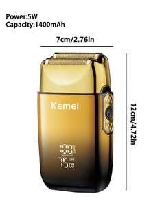 Kemei KM-TX10 男士電動刮鬍刀 專業男士刮鬍機 鬍鬚修剪器 USB充電式刮鬍刀 光頭刮鬍機 長效電池 乾濕兩用 日常使用 男士雙刀片箔片旋轉刮鬍刀 - 彩色 - 查看 12
