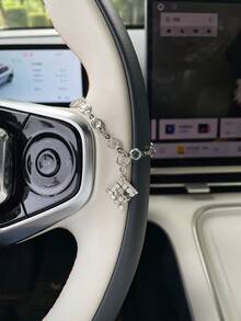 2pcs New Fashion Rhinestone Magic Carpet Car Rearview Mirror Hanging Ornament Steering Wheel Decoration Chain Set Women Car Accessories - Multicolor - View 7
