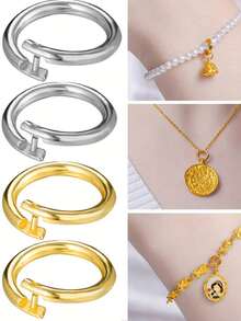 [Vòng nhảy trang sức] Vòng nhảy hở mạ vàng 18K màu đồng, phù hợp làm trang sức, móc khóa và dây chuyền, phụ kiện trang sức - Nhiều màu - Xem 2