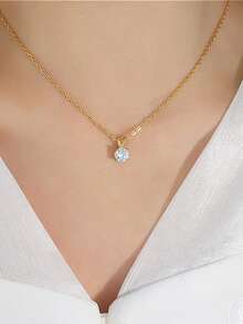 ConiiW 925 Sterling Silver Moissanite Four-Prong Pendant Necklace - A Stylish Necklace For Men And Women - Gold - View 7