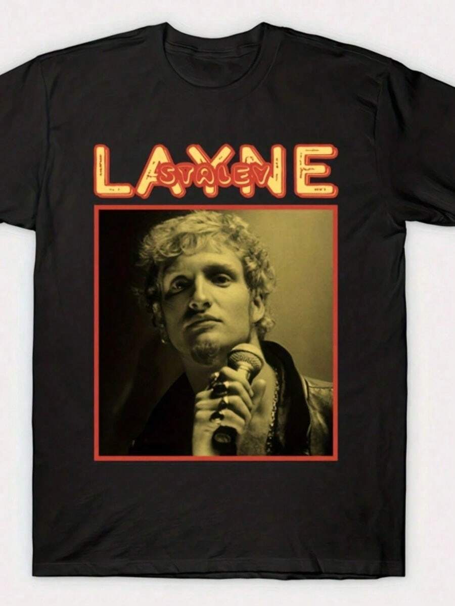 Layne Staley 230gsm Heavyweight Vintage Graphic Music Fan Tee - Black - View 1