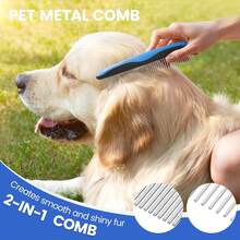 Double-Sided Pet Grooming Rake - 4-In-1 Professional Pet Grooming Kit, Deshedding Dematting Tool For Dogs, Cats, Extra-Wide Grooming Brush & Deshedder Comb For Long And Short Haired Pets - View 3