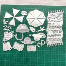1 Set DIY Summer Beach Theme Metal Cutting Dies, Suitable For Paper Card Embossing And Cutting Design, Handmade Greeting Card Making Dies - Silver - View 6