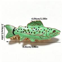 Y2K創意鱒魚獨特設計小眾不重複琺瑯水鑽鱒魚髮夾 精緻彩色水鑽裝飾個性化金屬髮夾 派對戶外露營野餐海灘度假日常通勤百搭後腦髮髻夾 女款輕奢耐用氛感髮飾 - 鱒魚發爪 - 查看 2