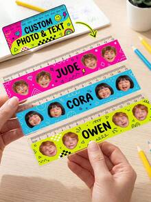 Custom Photo Name Acrylic Ruler, 15cm Cute Graffiti Kids Straight Ruler, Bright Color School Stationery, Clear Precise Scale, Back To School Supplies For Boys Girls, Personalized Custom Gift For Classroom Study - Multicolor - View 8