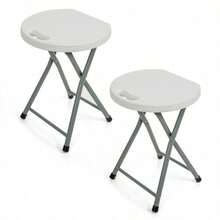 White Folding Stools - Portable And Durable Plastic Foldable Stools For Camping, Kitchen, Desk, Or Outdoor Use, Lightweight Fold Up Stool For Indoor/Outdoor Events And Everyday Seating - 2 Stools - View 2