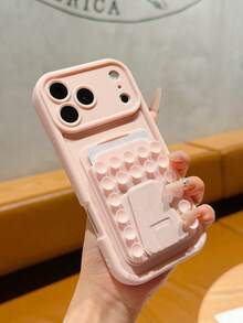 1pc Silicone Suction Cup Phone Stand With Card Holder Multifunctional Phone Case, Compatible With IPhone 16 Pro Max/16/16 Pro/16 Plus/15/15 Pro Max/15 Pro/15 Plus/11/12/13/14 Pro Max/11 Pro/11 Pro Max/12 Pro/12 Pro Max/13 Pro/13 Pro Max/7 Plus/14 Pro/14 Pro Max/14 Plus/17/AIR/17 Pro Max - Pink - View 2