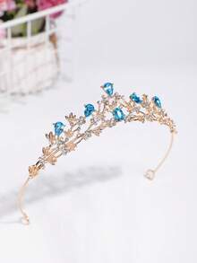 A Stylish And Exquisite Alloy Crown Suitable For Women's Wedding Party Hair Accessories - Baby Blue - View 2