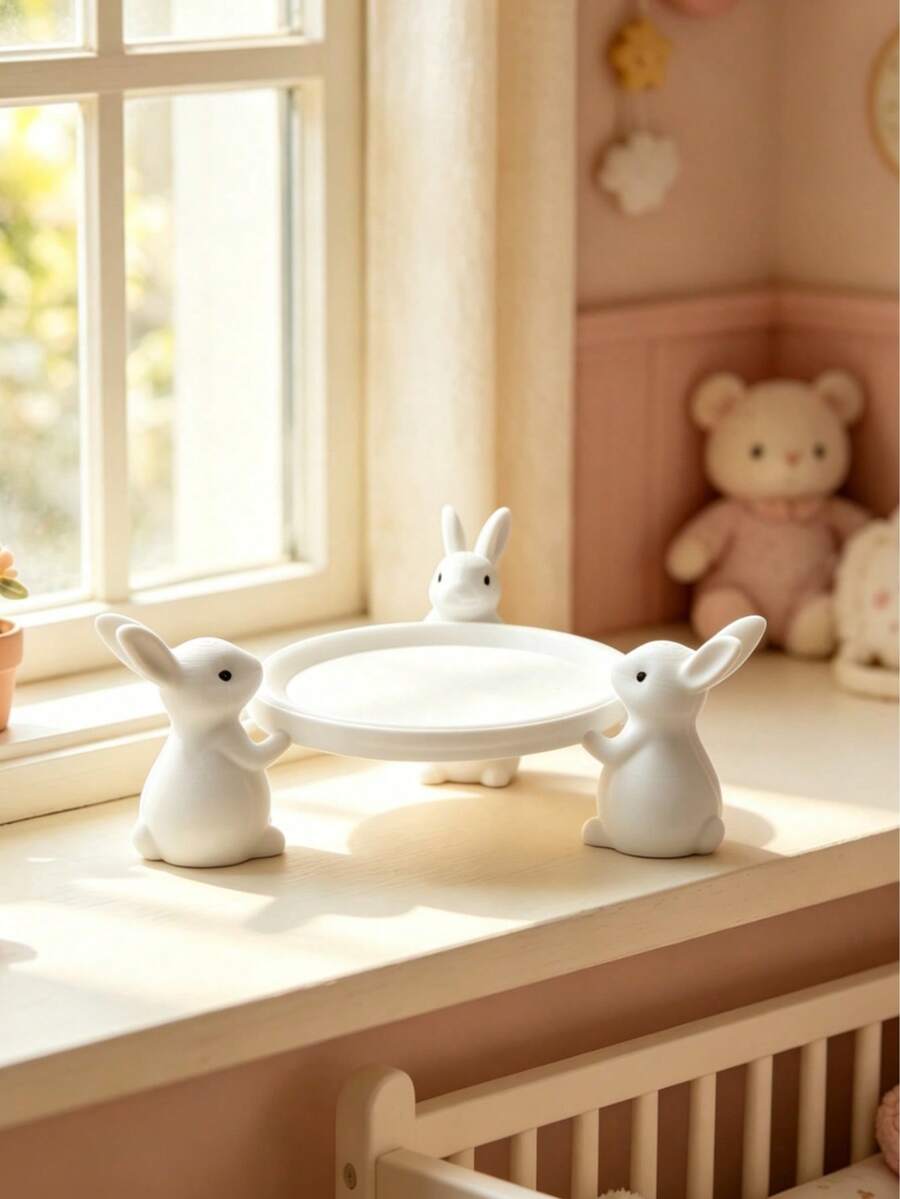 1 khay trang trí hình thỏ dễ thương sáng tạo, khay nhỏ bền, dùng đựng đồ chơi tắm cho bé, phù hợp cho lễ rửa tội của bé và trang trí phòng bé - Nhiều màu - Xem 1