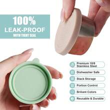 2/6pcs Portable Salad Dressing Containers, 1.6oz Small Stainless Steel Sauce Cups With Leak-Proof Silicone Lids, Suitable For Lunch Boxes, Picnics And Travel, Back To School Lunch Accessories, Kitchen Storage, Meal Prep - Multicolor - View 8
