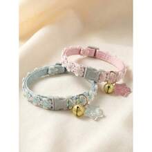 1 Pc Adjustable Pet Collar With Star Ornaments And Bells, Suitable For Cats And Small Dogs With Floral Decorations - Multicolor - View 5