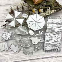 1 Set DIY Summer Beach Theme Metal Cutting Dies, Suitable For Paper Card Embossing And Cutting Design, Handmade Greeting Card Making Dies - Silver - View 7