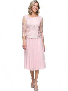 Alex Evenings Vestido Largo de Noche con Lentejuelas y Encaje, Talla Plus Vestido para ocasin Especial para Mujer - Rosa (rosa concha) - Ver 6