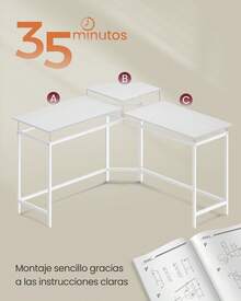 VASAGLE Escritorio en L para Computadora, Mesa de Esquina Escuadra para Oficina, Trabajo, Juegos y Estudio, con Gestión de Cables, MLWD073B56 - Grecia - Ver 7