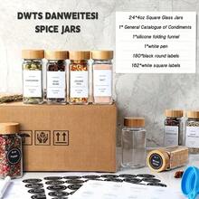 15/24pcs Spice Jars With Label Paper And Lid, 4oz, Spice Empty Bottles With Collapsible Funnel, Glass Condiment Containers, Storage Jars, Commercial Restaurant Kitchen Accessories, Kitchen Condiment Jars - 24pcs - View 7