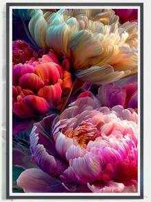 1pc Diamond Painting Kit, Luxury Style Colorful Peony Flower Diamond Art, Handmade DIY Full Drill Sticker Painting, Living Room Bedroom Entrance Hall Decoration, Adult Stress Relief Craft Kit - round diamond - View 2