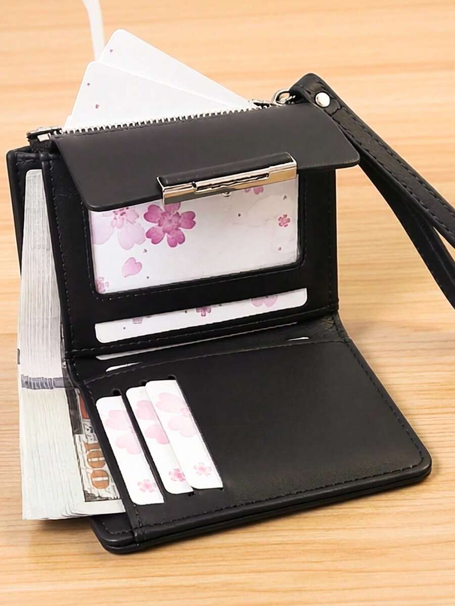 MINGYOU Fashionable Exquisite Cute Soft Short Handbag Zipper Coin Purse - Black - View 1