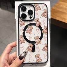 [24h Versand aus DE/FR/ES]Apple 11-17 23 24 25 Ultra Galaxy Handyhülle - Handyhülle mit süßem Plüschbär-Schleifenmuster, unterstützt kabelloses Laden, stoßfest, weiche magnetische hautfreundliche Hülle, kompatibel mit iPhone 17 Pro Max/17 Air/16/15/14 PLUS/13/12/11 und Galaxy A56/A55/A54/A36/A35/A26/A25/A16/A15/A06/ - 1 Stück - Übersicht 3
